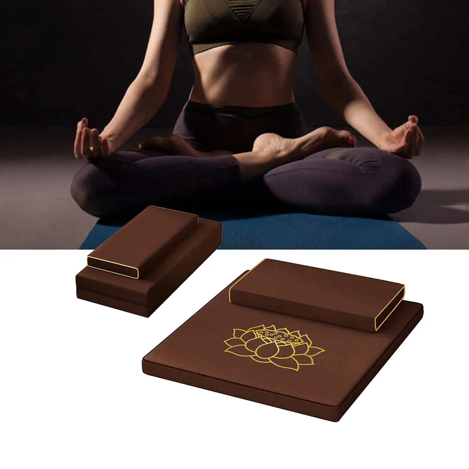 2Pcs Thick Yoga Mat Set Large Square Pad Home Decor Chair Pad Floor Seat Cushion Meditation Cushion Set for Yoga Tea Ceremony