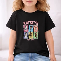 Ensemble de t-shirts d'été pour enfants, katseye Girl Music Group, pour garçons et filles, noir, rouge, tenue décontractée, manches courtes, vêtements cool 5