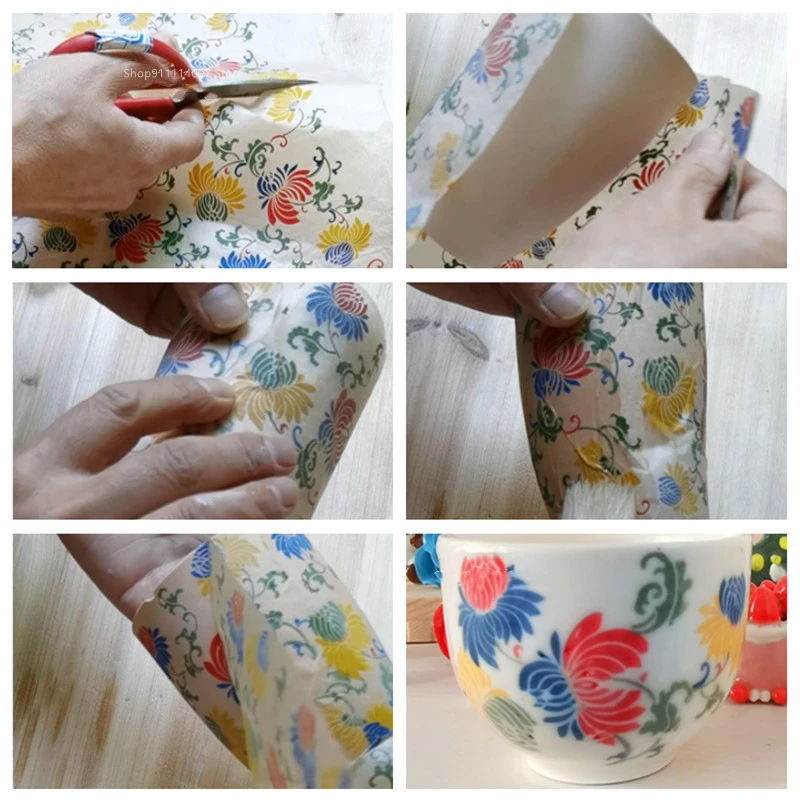 Pottery Underglaze Decal Paper Plaid/Flower Colorful Transfer Paper Polymer Clay DIY High Temperature Ceramic Decal Coloring Polymer Clay Tools Pottery Tools Clay Sculpting Tools Pottery Sculpting Tools Clay Craft Tool Ceramic Transfer Paper