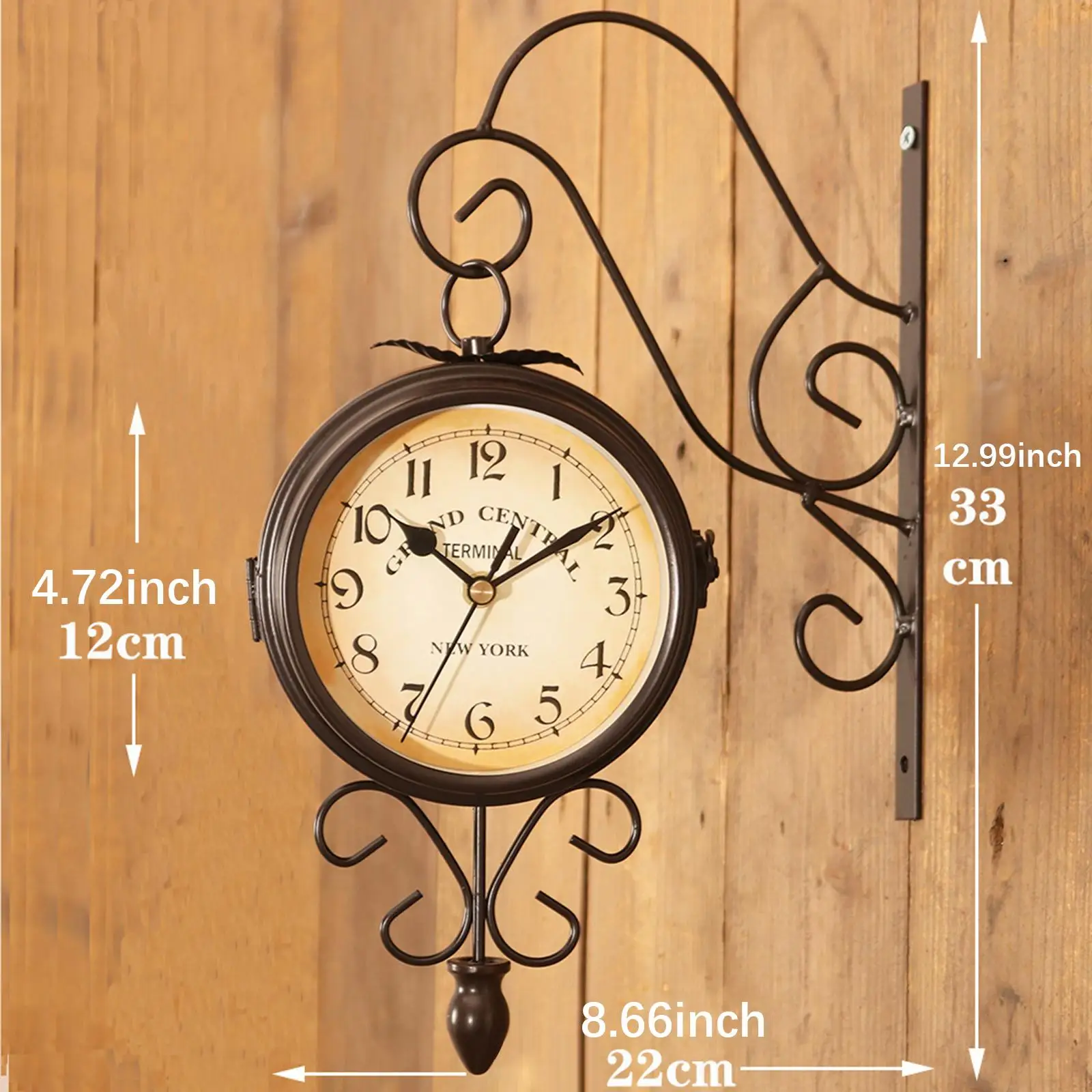Double Side Wall Clock 4.72 inch 360 Degree Rotate Wall Decoration Mute Retro