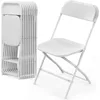 10 Pack White Plastic Folding Chair, Indoor Outdoor Portable Stackable Commercial Seat with Steel Frame 350lb. Capacity for Eve 1