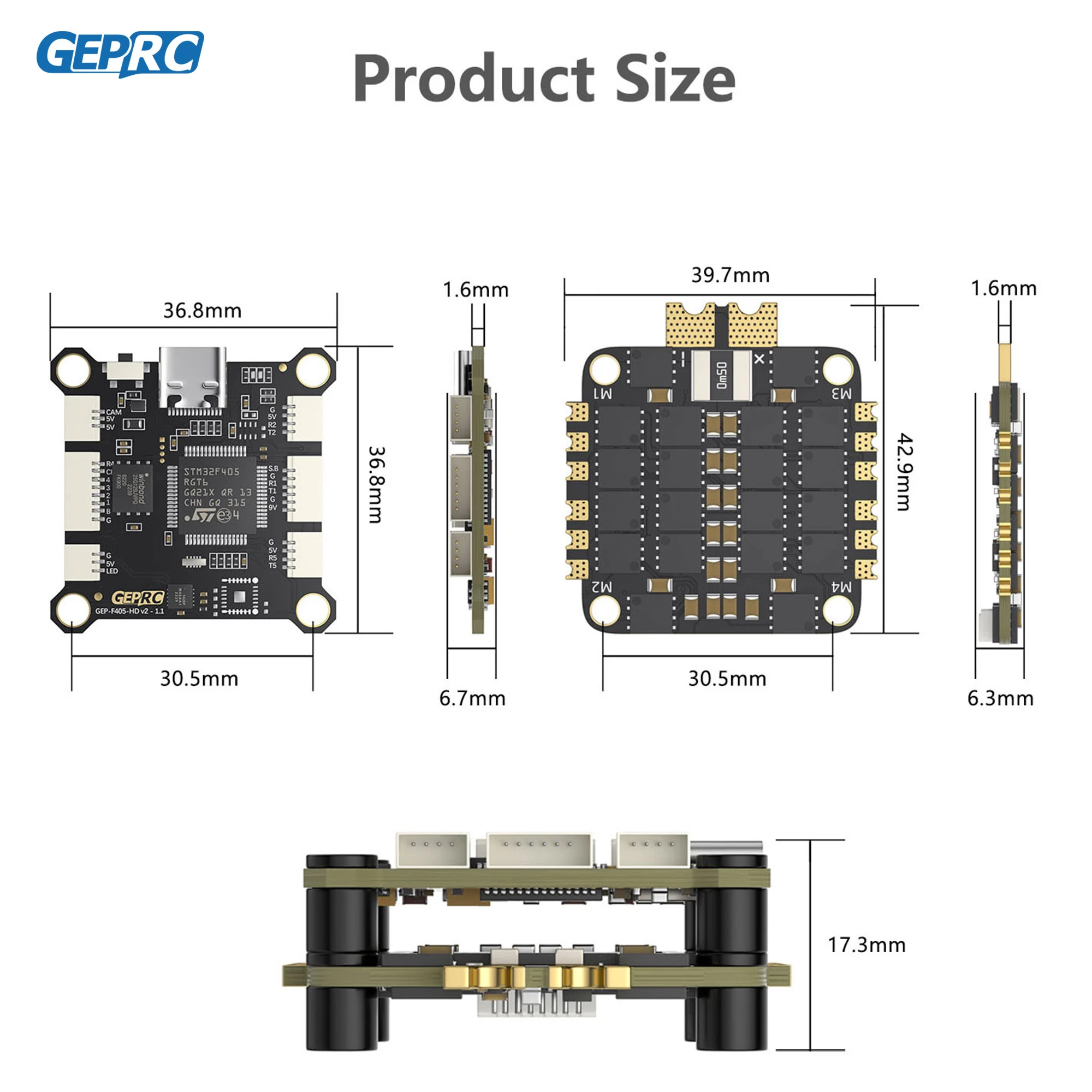 GEPRC TAKER F405 BLS 50A Stack 42688-P Гироскоп 16 МБ Черный ящик Анализ данных Запись полетных данных Plug and Play Гоночный дрон с FPV thumbnail 4