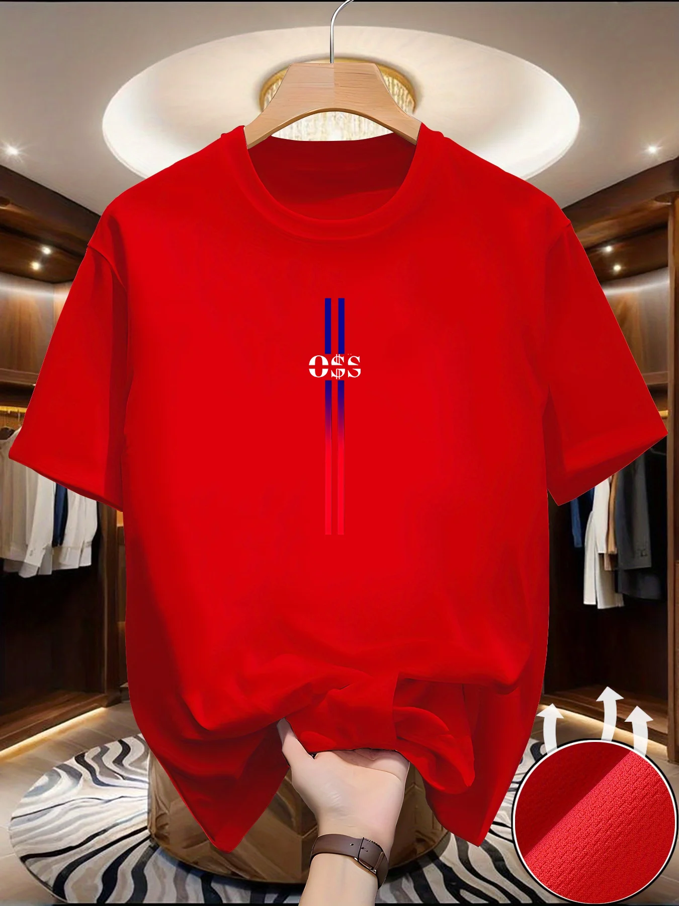 รูปสินค้า เสื้อยืดวิ่งคอกลมแห้งเร็วสำหรับผู้ชายรุ่นใหม่ฤดูใบไม้ผลิ/ฤดูร้อนเสื้อบางพิมพ์ลาย OSS แห้งเร็วแขนสั้นระบายอากาศได้ดีฟิตเนสกีฬา