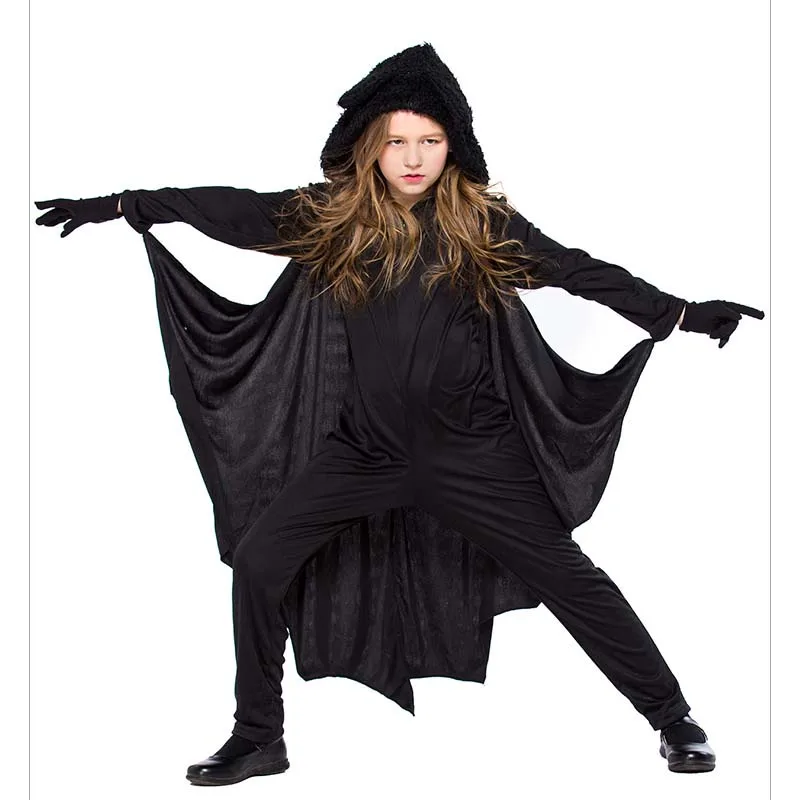 

Bat Costume for Boys Girls Hooded Costume Kids Cosplay Jumpsuit Child Unisex Halloween Stage Performance Outfits