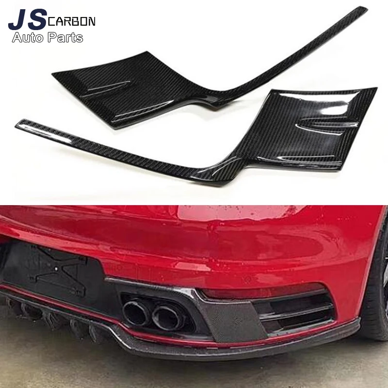 

For Porsche Carrera 911 992 2019+ Carbon Fiber Rear Bumper Side Spoiler Cover Car Boot Exhaust Guard Plate Splitter Body Kit