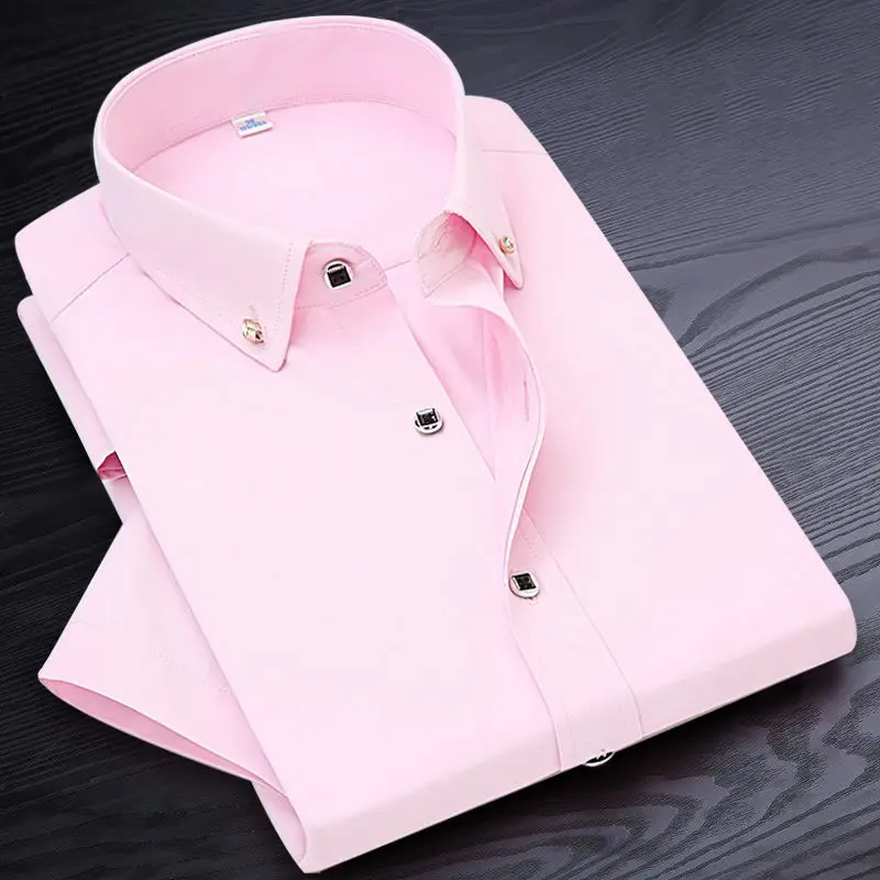 Short Sleeved Shirt Men Dress Shirt Short Sleeve Solid Male Clothing Business