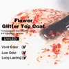 KODIES GEL Flower Glitter Top Coat No Wipe Gel Nail Polish 2 IN 1 Clear Pink Topcoat Long Lasting Strong Manicure Gel Varnishes 2