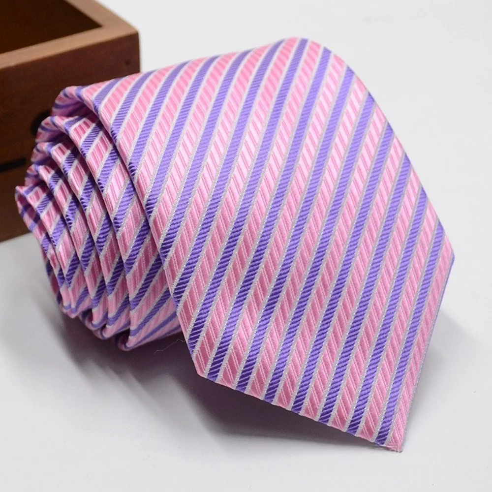 Classic Stripe Necktie - Business Formal Tie for Men 8cm Blue Black Pink Red