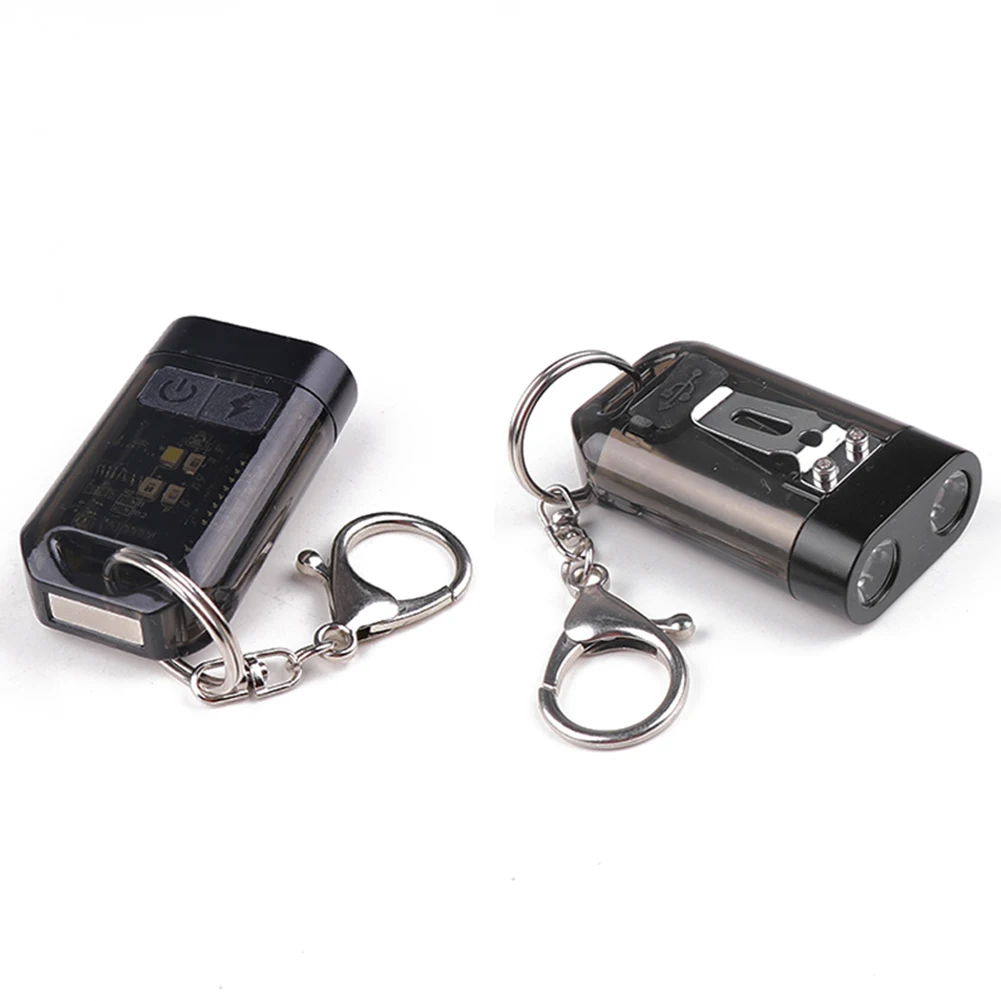 Mini Keychain Flashlight USB Rechargeable Torch Light Portable 8Modes Pocket Flashlight Emergency Work Light Camping Lantern