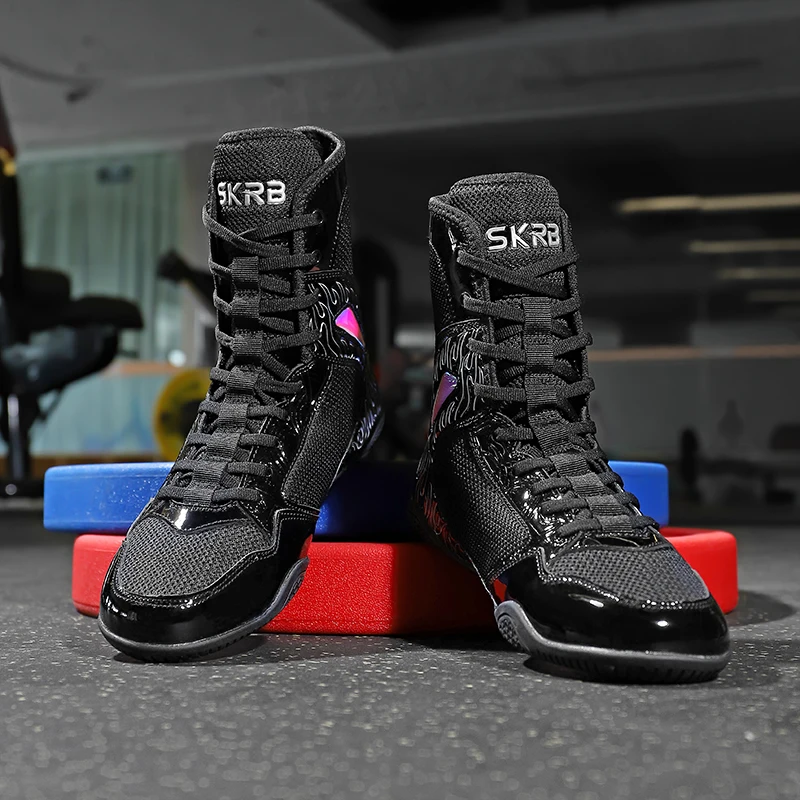 High-top Men Boxing Sneakers Breathable Wrestling Shoes Non Slip Comprehensive Training Shoes Fighting Sanda Wrestling