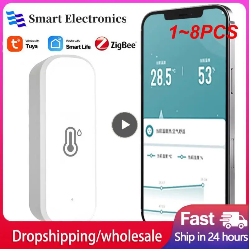 

1~8PCS Tuya ZigBee/WiFi Temperature Humidity Sensor Home Connected Thermometer Compatible With Smart Life Alexa Assistant