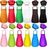 Children Baking Chef Apron Front Pocket Bib Boys Girls Apron Kitchen Craft Kids Apron Painting Cooking Baby Pinafore+Hat Sets 1