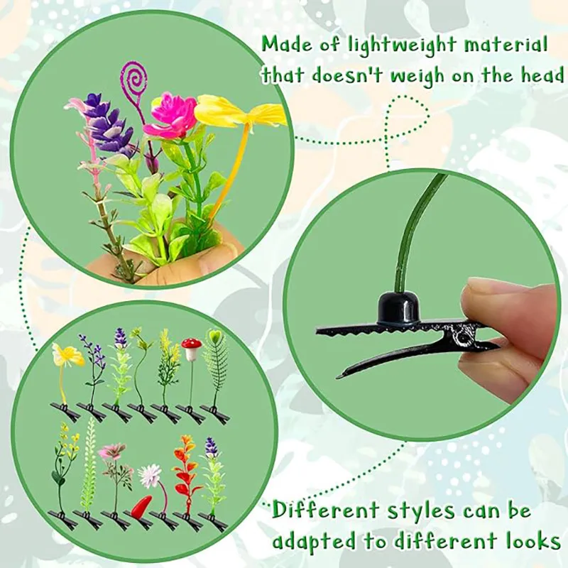 10/30PCS Mixed Random Style Grass Lady Decorative Headwear, Fashionable and Funny Floral Plant Hair Clips Hair Accessories