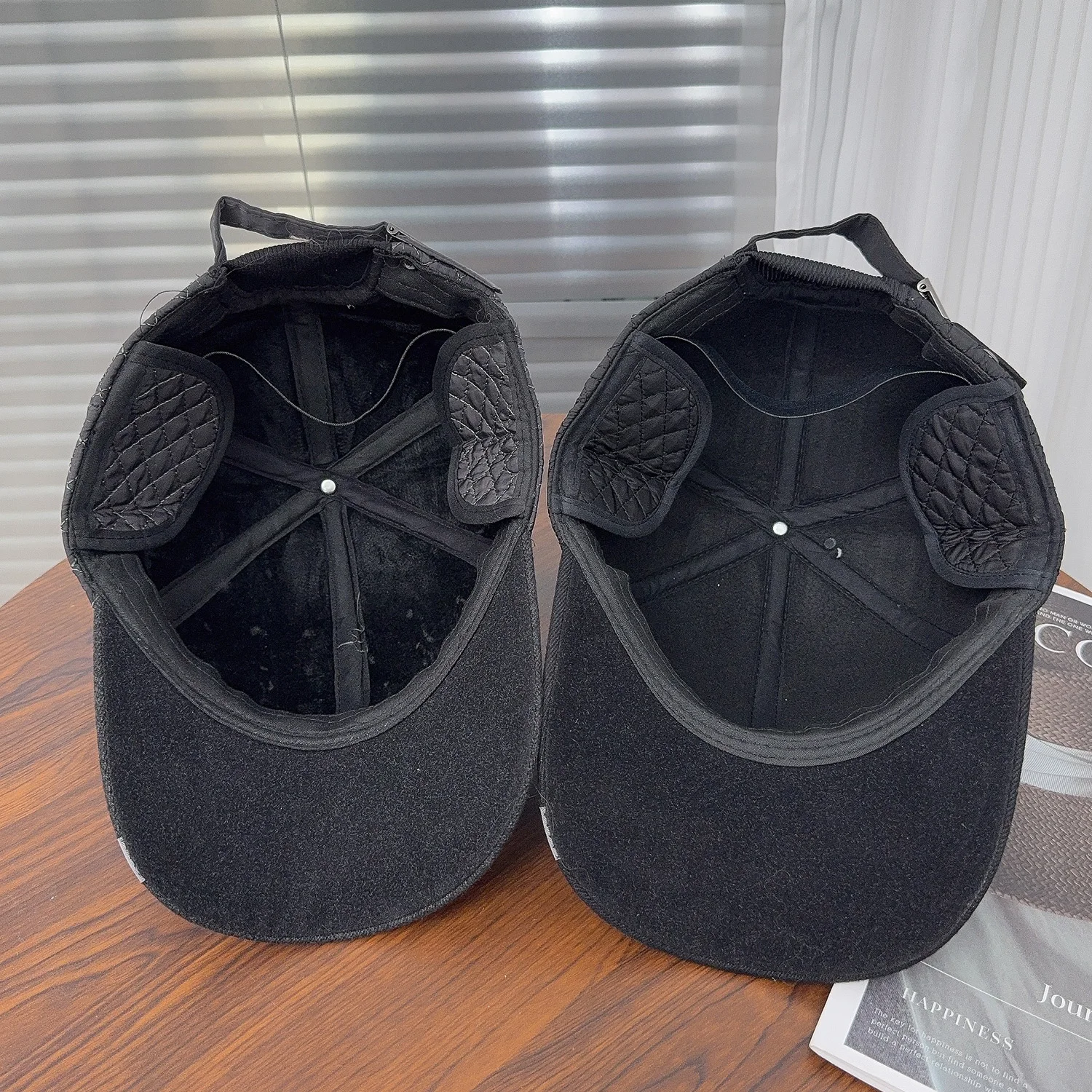 Winter Men Solid Color Quilted Embroidery Baseball Caps Middle-aged Casual Hat Warm Windproof Fleece-Lined Earflap Baseball Cap