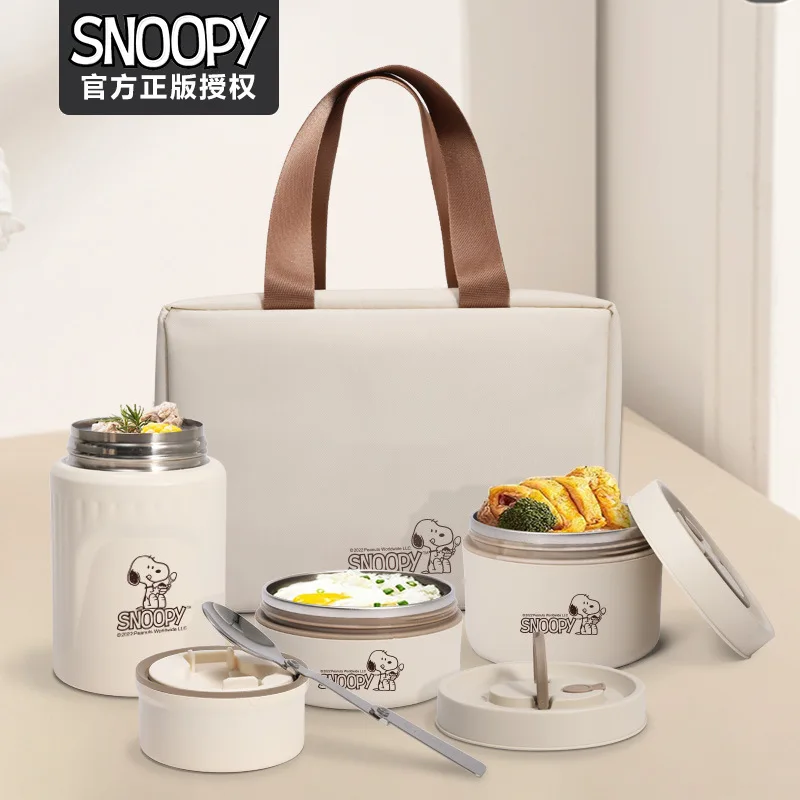 

Kawaii Anime Cartoon series Snoopy Creative Cute Girl Simple Style Lunch Box Four-piece Lunch Tableware Gift for Students