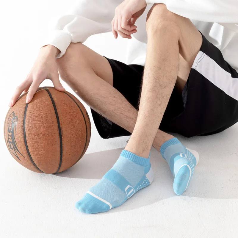 Men'S Basketball Socks Cotton Breathable Mesh Sport Short Socks Running Football Low Tube Stockings For Men Leisure Color Match men women s terry stockings autumn winter thickened warm patchwork color cotton sports leisure business middle tube socks black