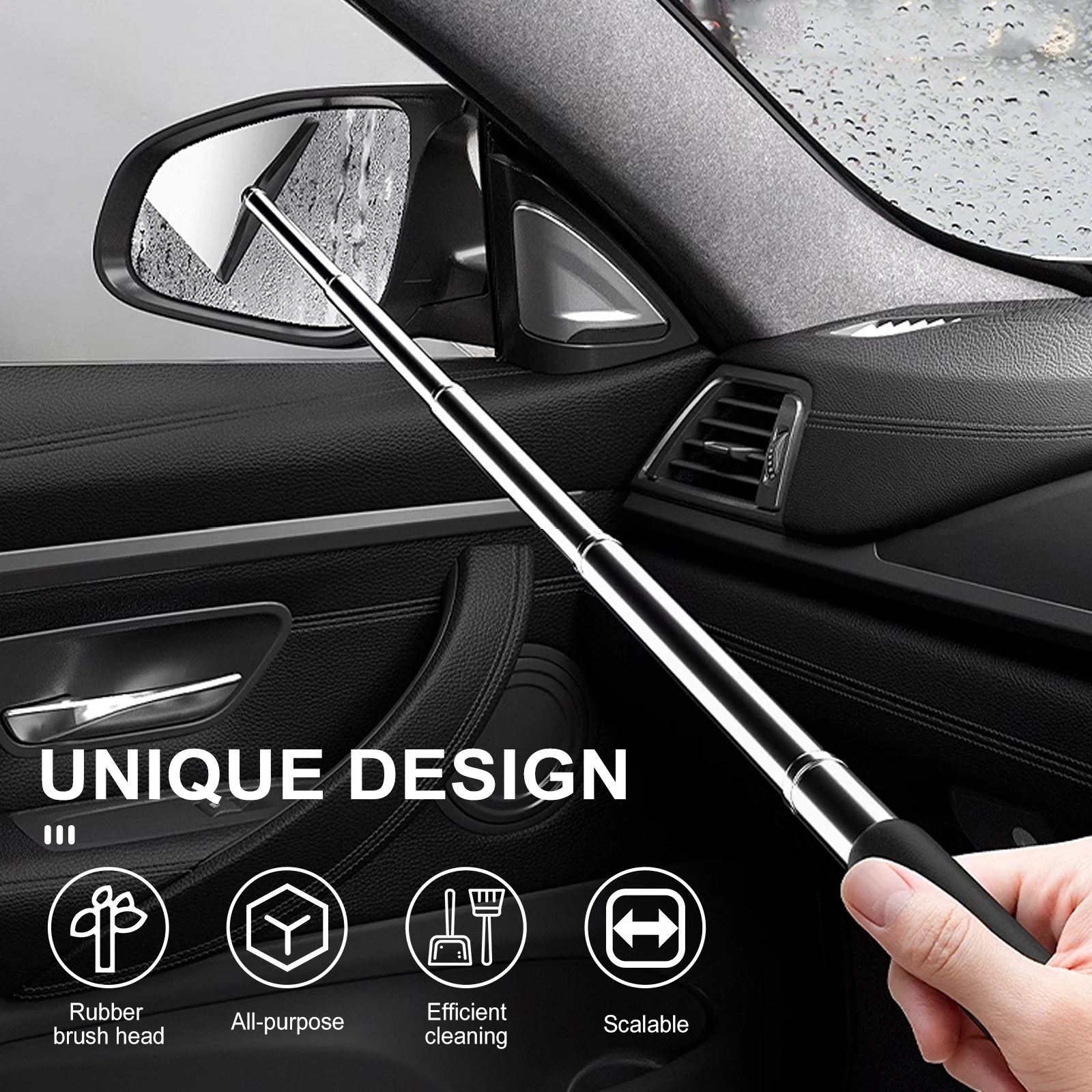 Window Cleaning Squeegee Car Rearview Mirror Wiper 2Pcs