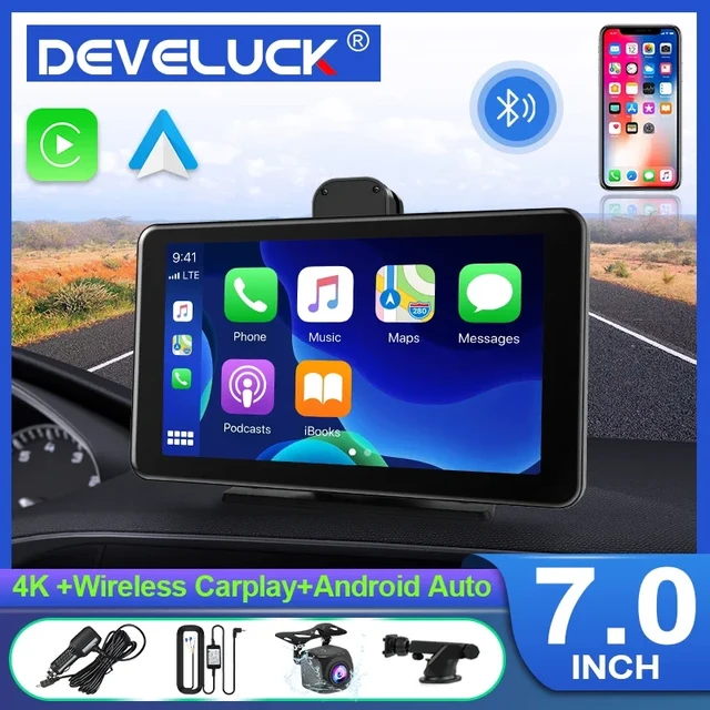 Develuck – caméra de tableau de bord avant et arrière pour voiture, 4K, 7  pouces, Android Auto Carplay, WIFI, enregistreur de conduite, double  objectif, mirrorlink - AliExpress
