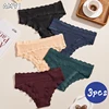 Cotton Lace Trim Women's Trousers, Mid Waist Comfortable Elastic Panties, Summer Breathable Sweat Absorbent Women's Trousers 1