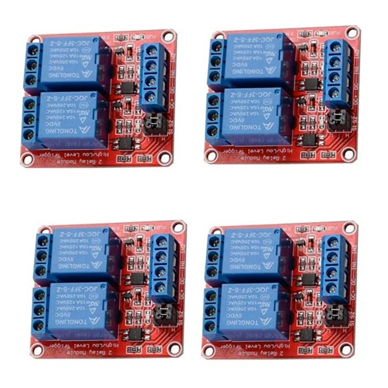 

4 шт., 2-канальная плата релейного модуля со стандартным триггером высокого/низкого уровня, совместима с Arduino