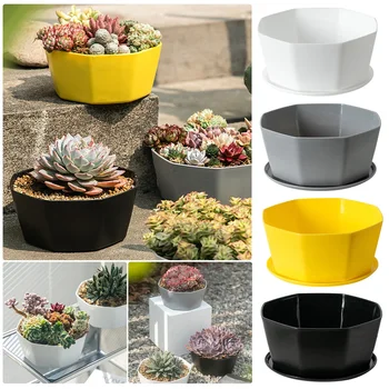 1/3/4pcs Morden Decorative Creation Flower Pots and Planter with Tray for Indoor Outdoor Garden House PlantsAfrican Variety
