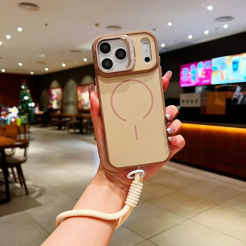 Luxury Fashion Lanyard with Metal Camera Stand & Magnetic Phone Case