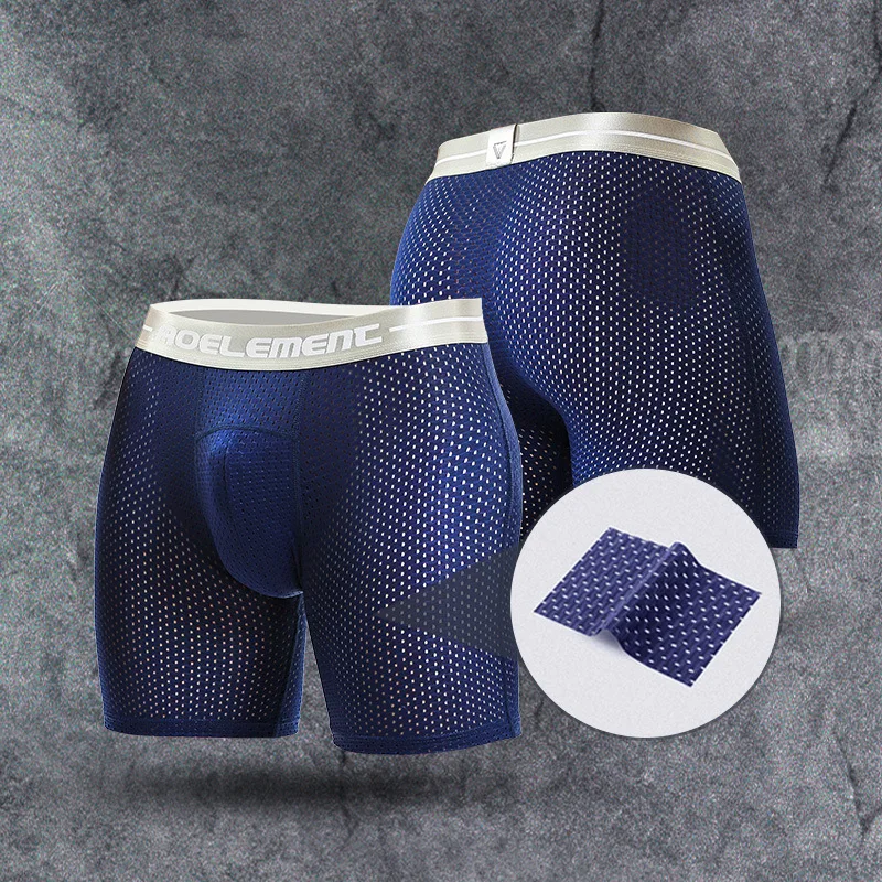 Men's Ice Silk Seamless Underwear Chafe Free Shorts Mens Running Boxer ...