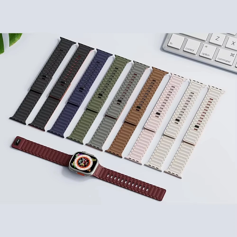 Stylish Magnetic Loop Silicone Watch Band Strap