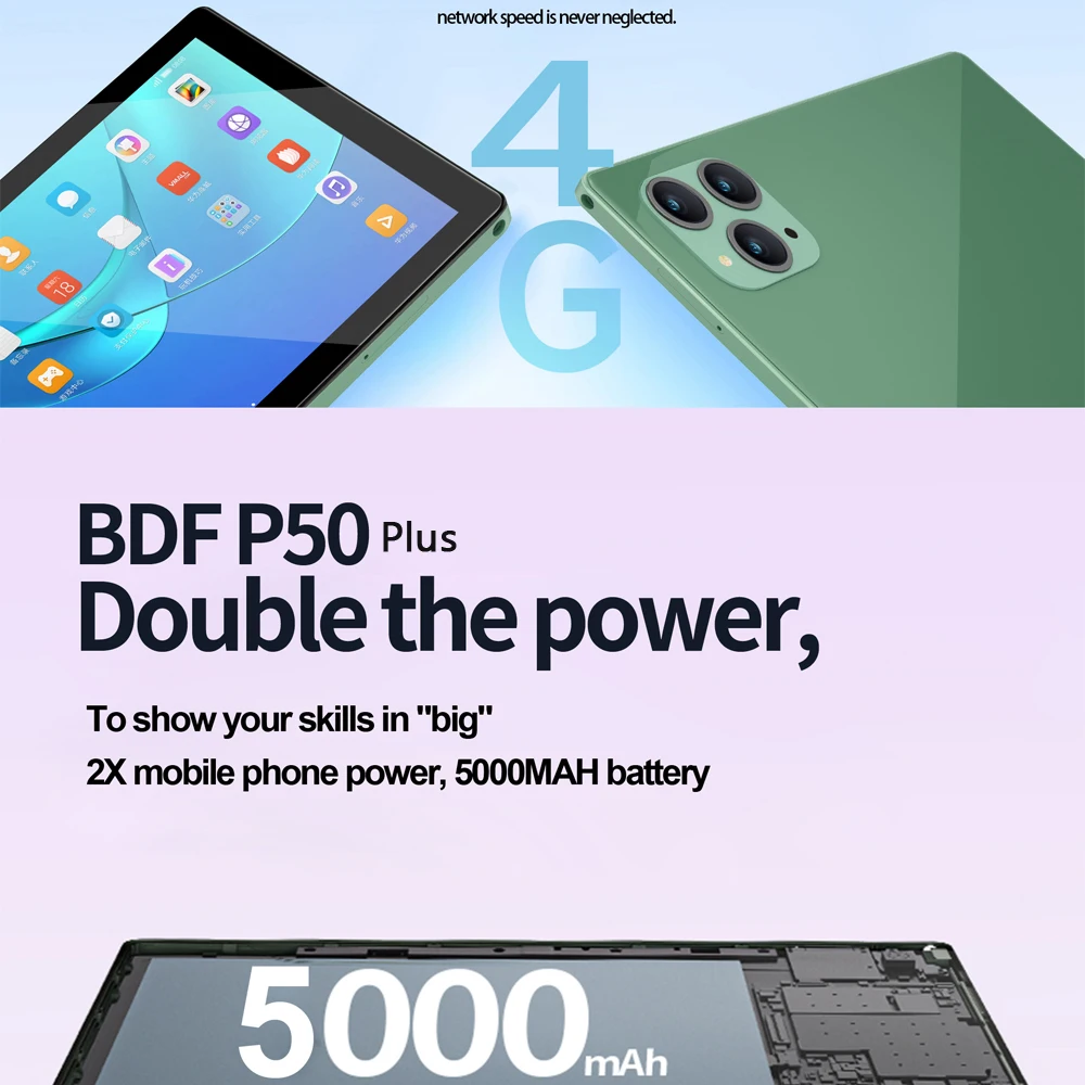 BDF P50 Plus 10.1-Inch Octa-Core Tablet with 8GB RAM, 256GB ROM, 4G Network, Bluetooth 5.0, Android 12.0 Description Image.This Product Can Be Found With The Tag Names Computer Office, Tablet pc, Tablets