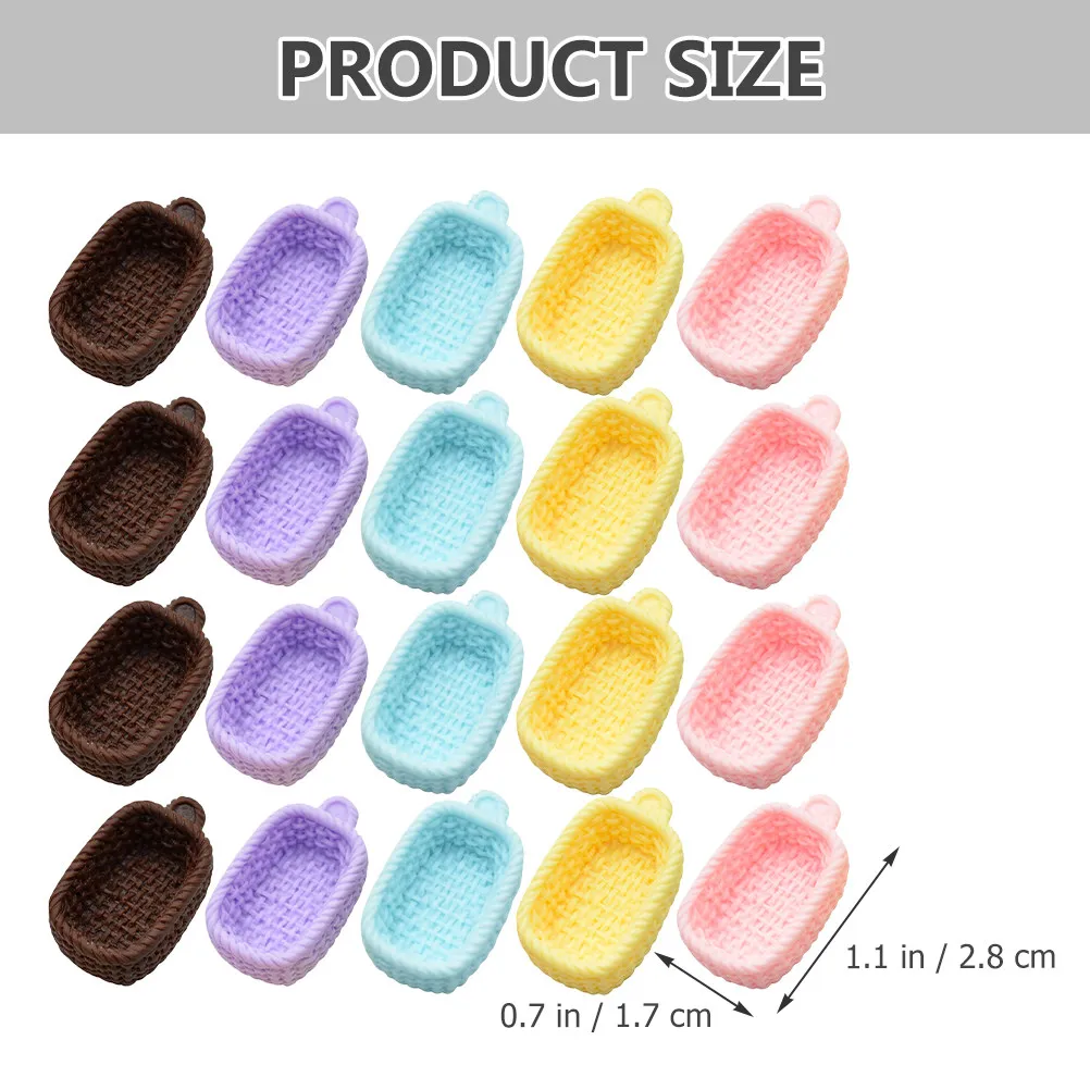 20Pcs 미니어처 바구니 안전한 소재 어린이를위한 현실적인 수제 장식품 인형 집 장식품 놀이 액세서리