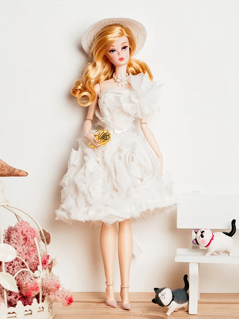 Barbie Doll Clothes White Wedding Lace Dress Fits TNT Only (Read)