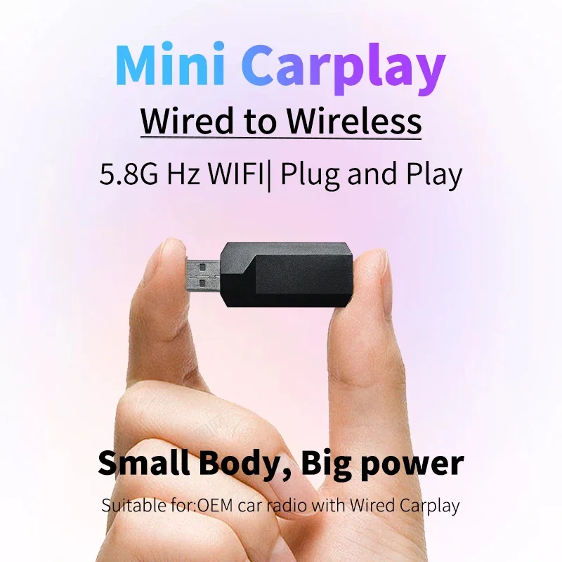 

Carplay AI Box Apple Carplay Wireless Adapter Car OEM Wired Car Play To Wireless Car Play USB Type-C Mini Dongle Plug and Play