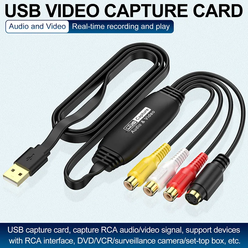USB Video Capture VHS to Digital Converter USB 2.0 Video Audio Capture Card Support Windows Mac System usb adapter converter