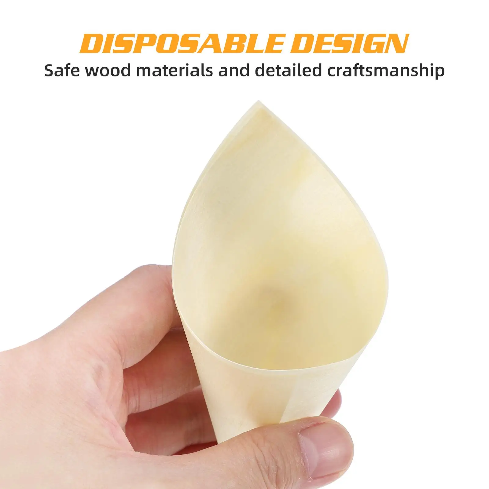 100 Pcs Small Dessert Cones Veneer Roll Coffee Ice Cream Food Holders Foam Charcuterie Wooden Product Waffles