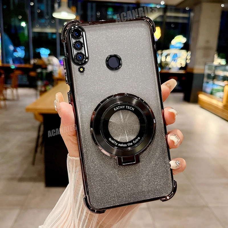 Luxury Gradation Plating Shockproof Silicone Stand Phone Case