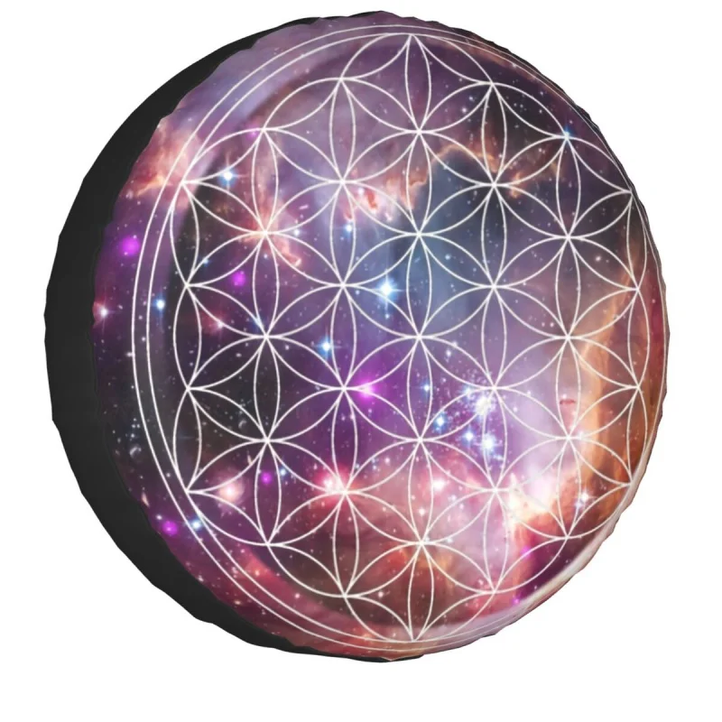 

Flower Of Life Sacred Geometry Spare Tire Cover Bag Pouch for Jeep Hummer Galaxy Mandala Car Wheel Covers 14" 15" 16" 17"