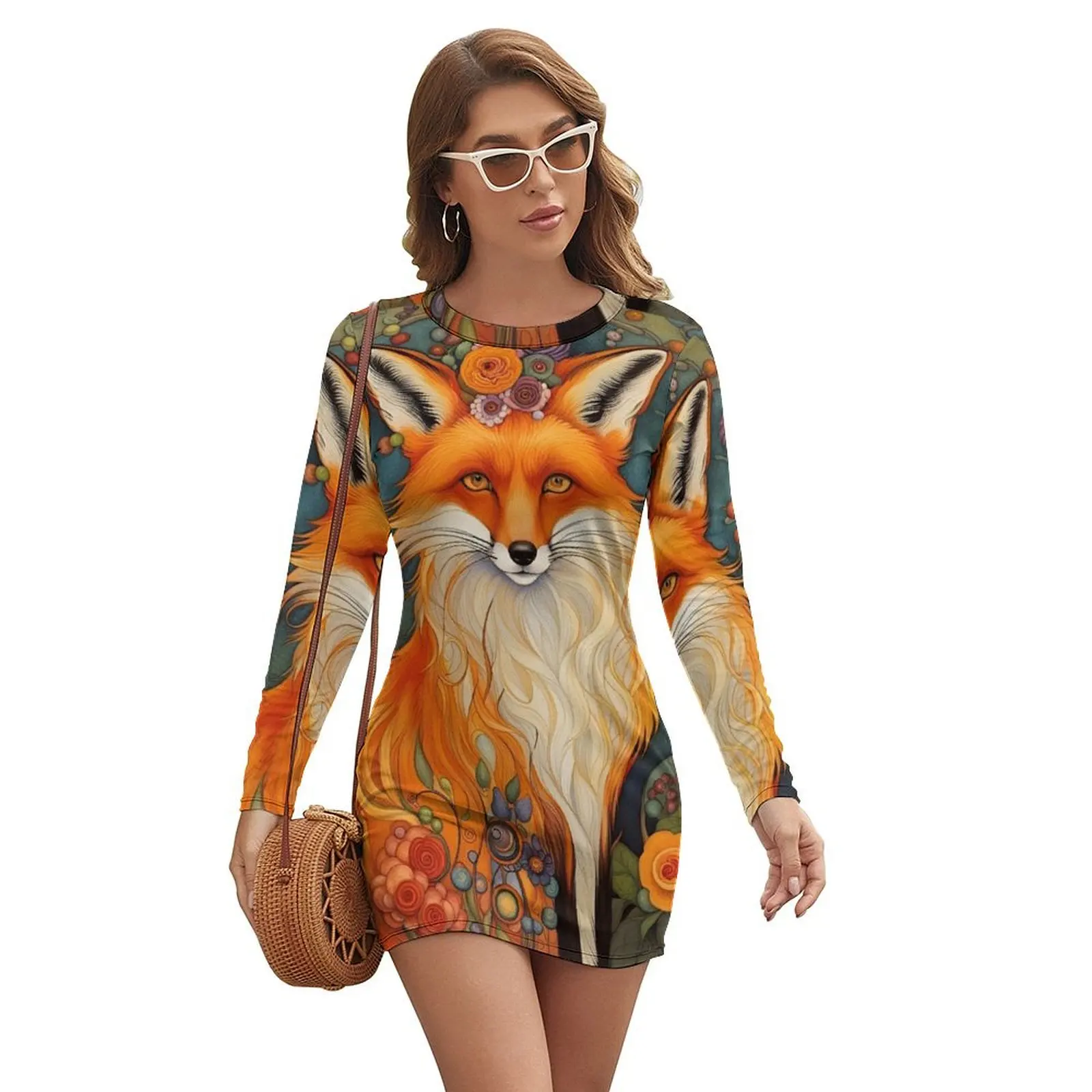 

A Fox in the Flower Garden II Long-sleeved Dress dress for woman Dress for girls evening ladies