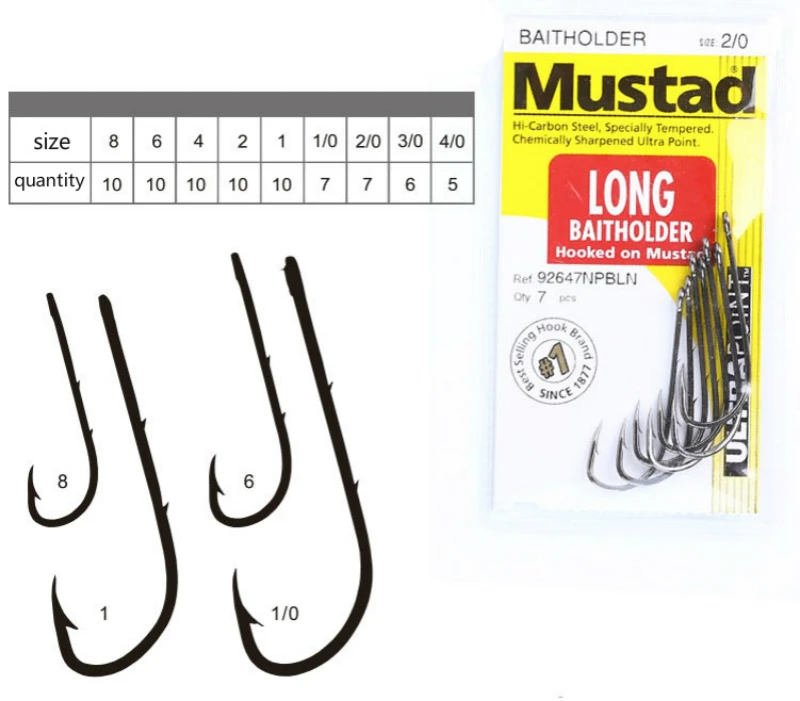 Mustad Hook 92647npbln Size8# 6# 2# 1# 1/0# 3/0# Black Hookmustad Fishing  Hooks - Fishhooks - AliExpress