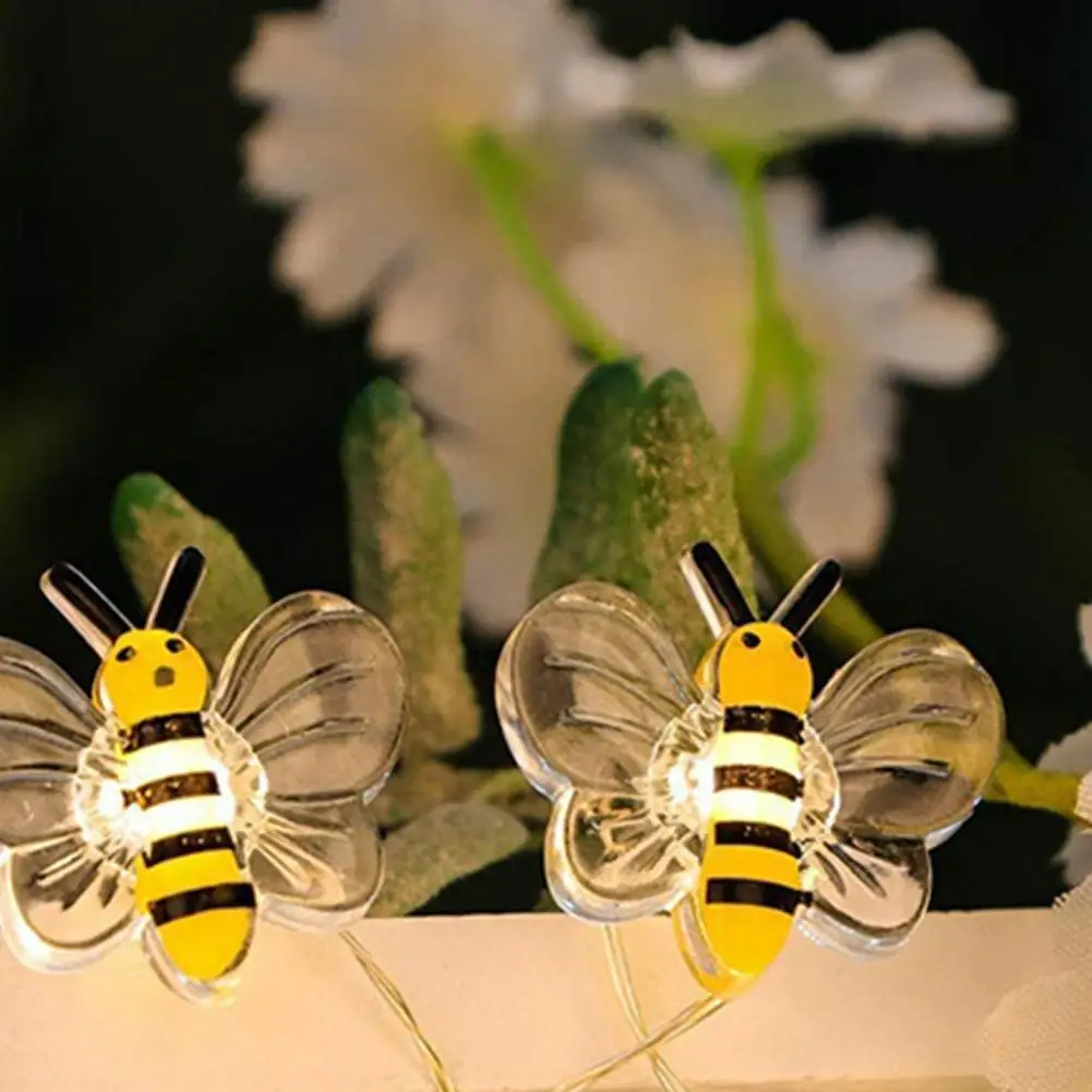 LED String Light String Lamp Creative Shape Adorable Soft Lighting Energy-saving Flexible Decorative Plastic Cartoon Honeybee Pa