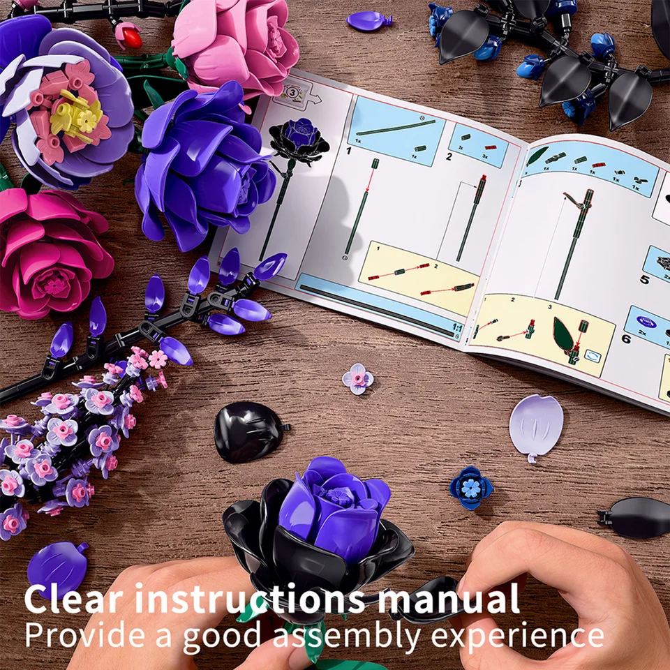9-in-1 Bouquet Model Building Blocks Educational Toys Flowers Bricks Puzzle Sets Desktop Ornament Valentine's Day_voghion.com