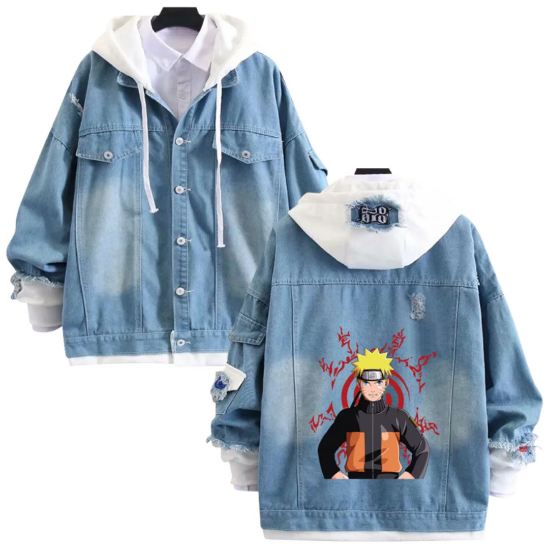Anime Naruto Denim Jacket Hatake Kakashi Hoodie Man Woman Uchiha Sasuke  Cosplay Costume Pure Cotton Fashion Casual Coat - AliExpress