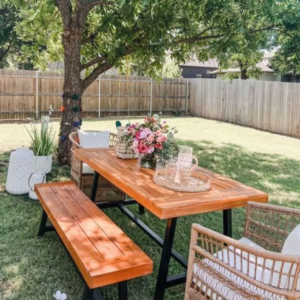 Acacia Wood Outdoor Bench – 63” 3