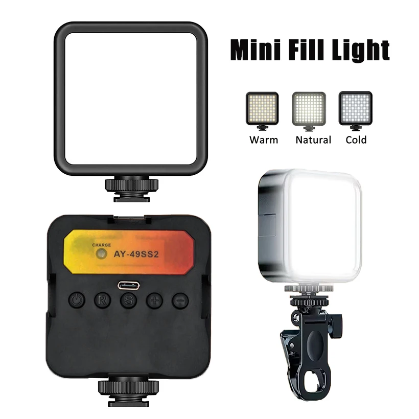 3 색 휴대용 LED 비디오 미니 채우기 빛 카메라 전화 노트북 Selfie 조정..