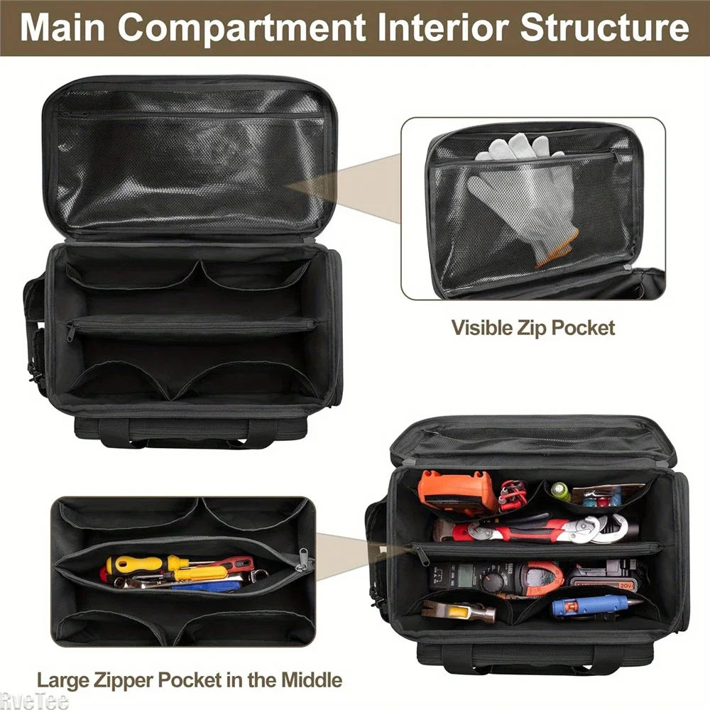 Tactical Tool Bag MultiFunction Work Organizer for Electrician Tool Repairmen Carpenters Non-Waterproof Thick Padded Bottom 3