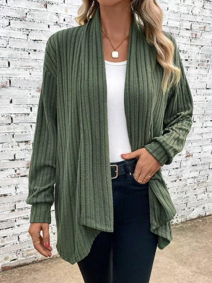 Autumn and Winter New Women's Long Sleeve Solid Loose Cardigan Coat Women 5