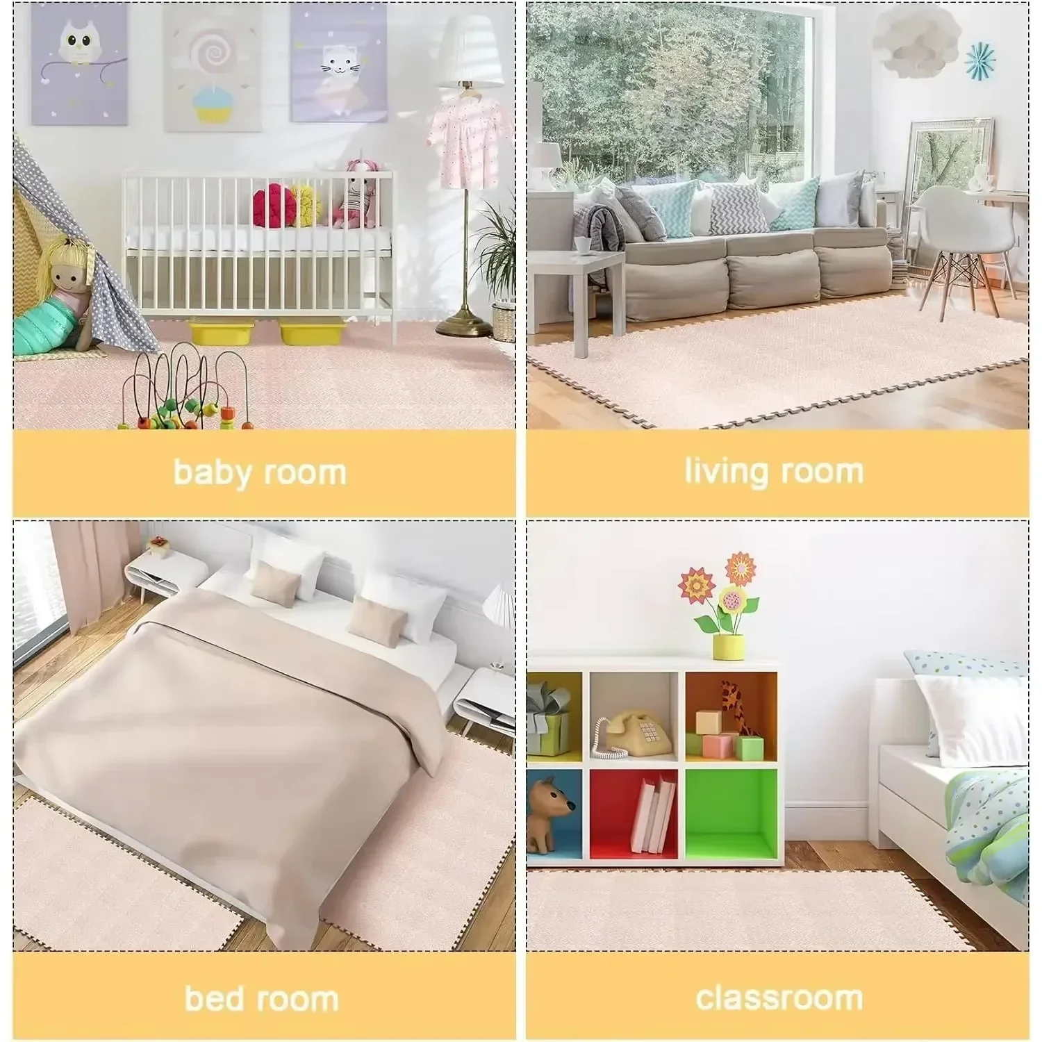 8 Pieces of Baby Game Stitching Mats Children's Anti-fall Foam Carpet 2.5CM Thickened Suitable for Children's Room Play Area Gym