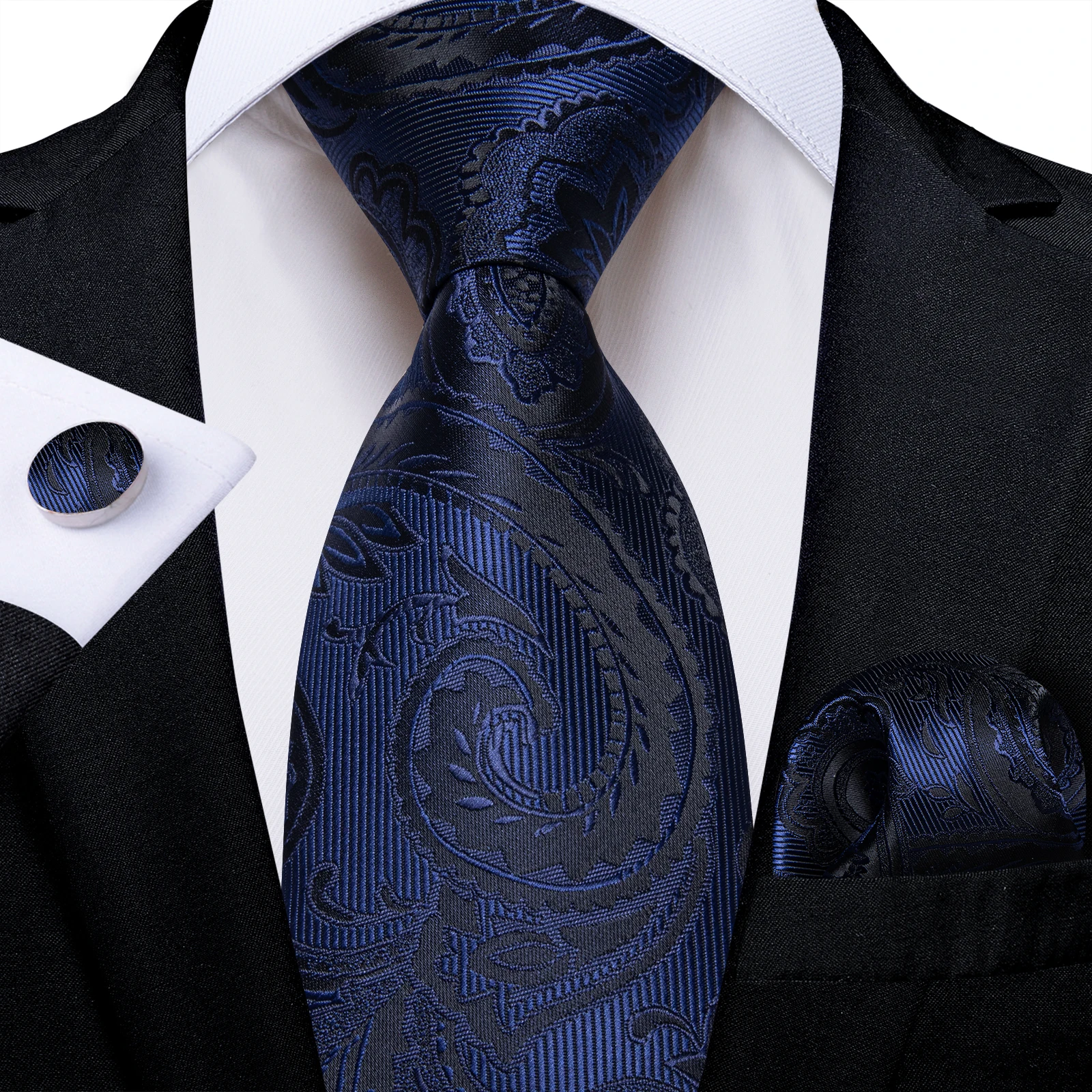 DiBanGu Set Di Cravatte Da Uomo In Seta, Motivo Cachemire, In Tessuto Intrecciato Con Fermacravatta E Gemelli Per Matrimonio Formale Paisley In Seta Azzurro Taglia Unica 108253917