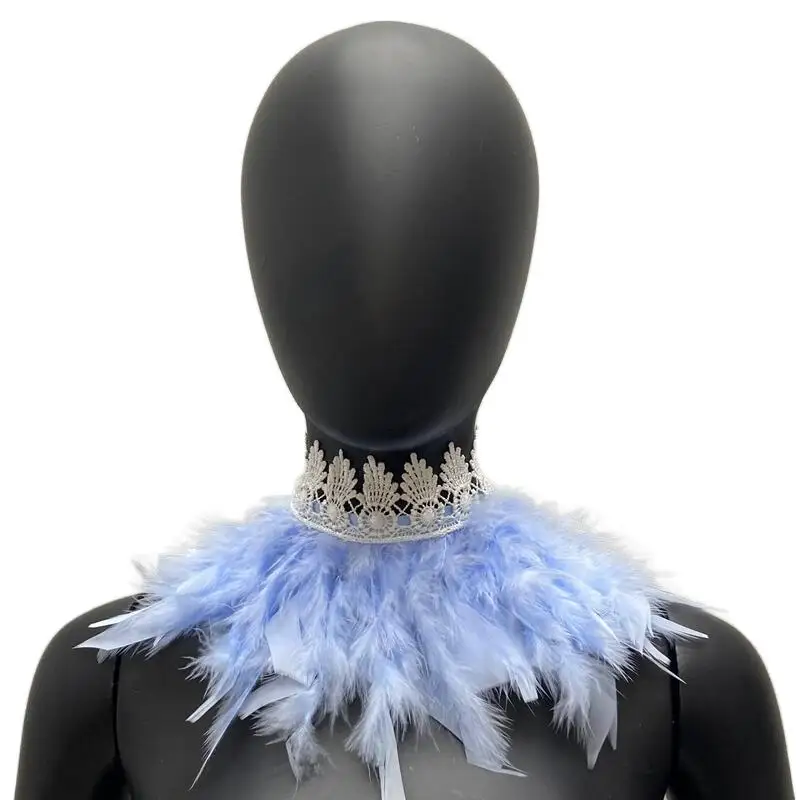 

Y2k Halloween White Dress Wrap Cape Scarf Feather Fur Shawl Neck Scarves Woman Cosplay Shawls Gothic Style Wedding Party Choker