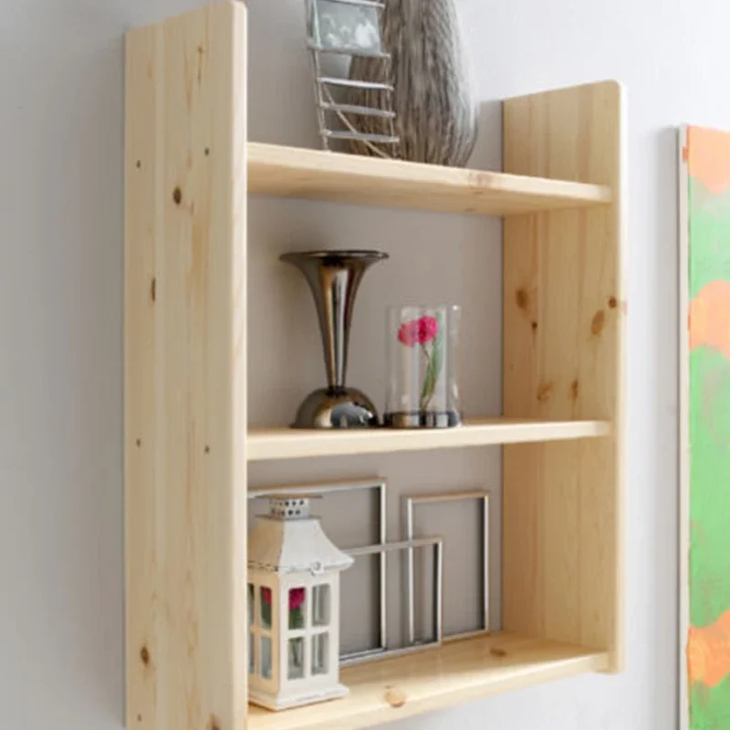 

Bookshelf Wall-Mounted Solid Wood Wall Shelf Multi-Functional Layered Cabinet