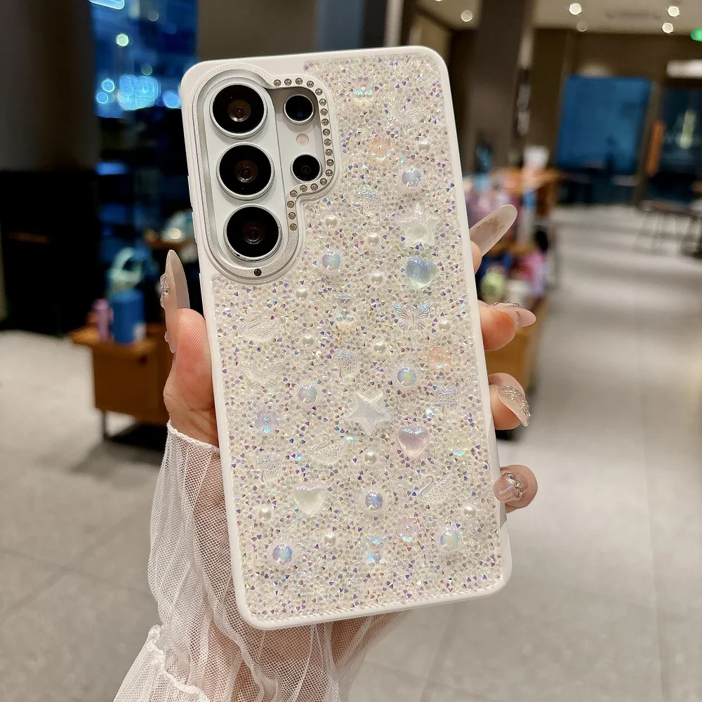 Luxury 3D Pearl Star Glitter Phone Case - Korean Girl Style Shockproof Protective Back Cover